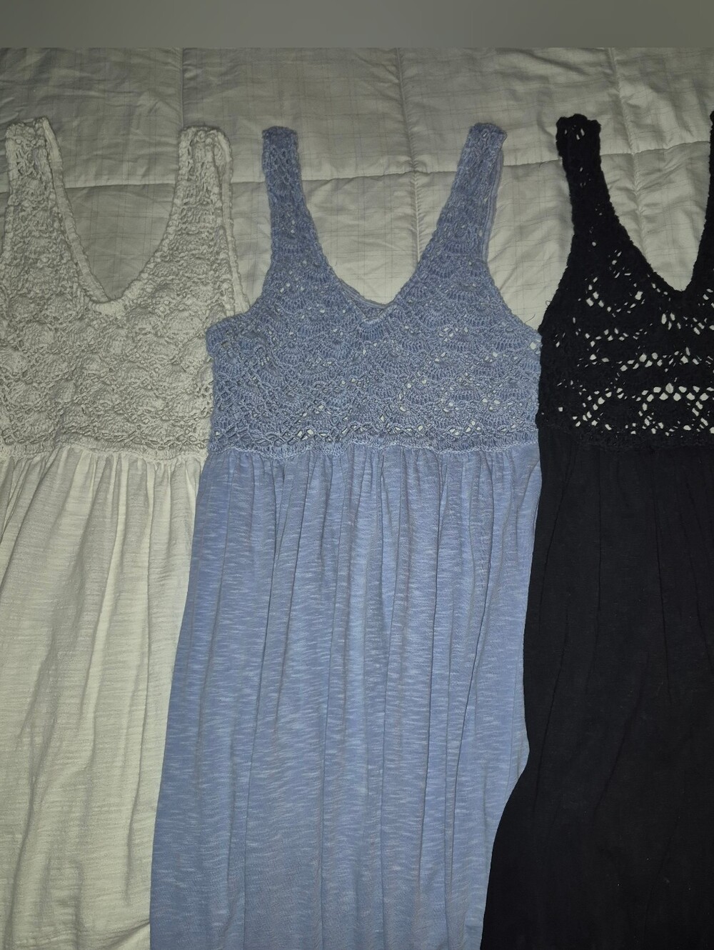 Aerie 100% Cotton Maxi Dress Crochet Bodice Bundle of 3 Dresses
